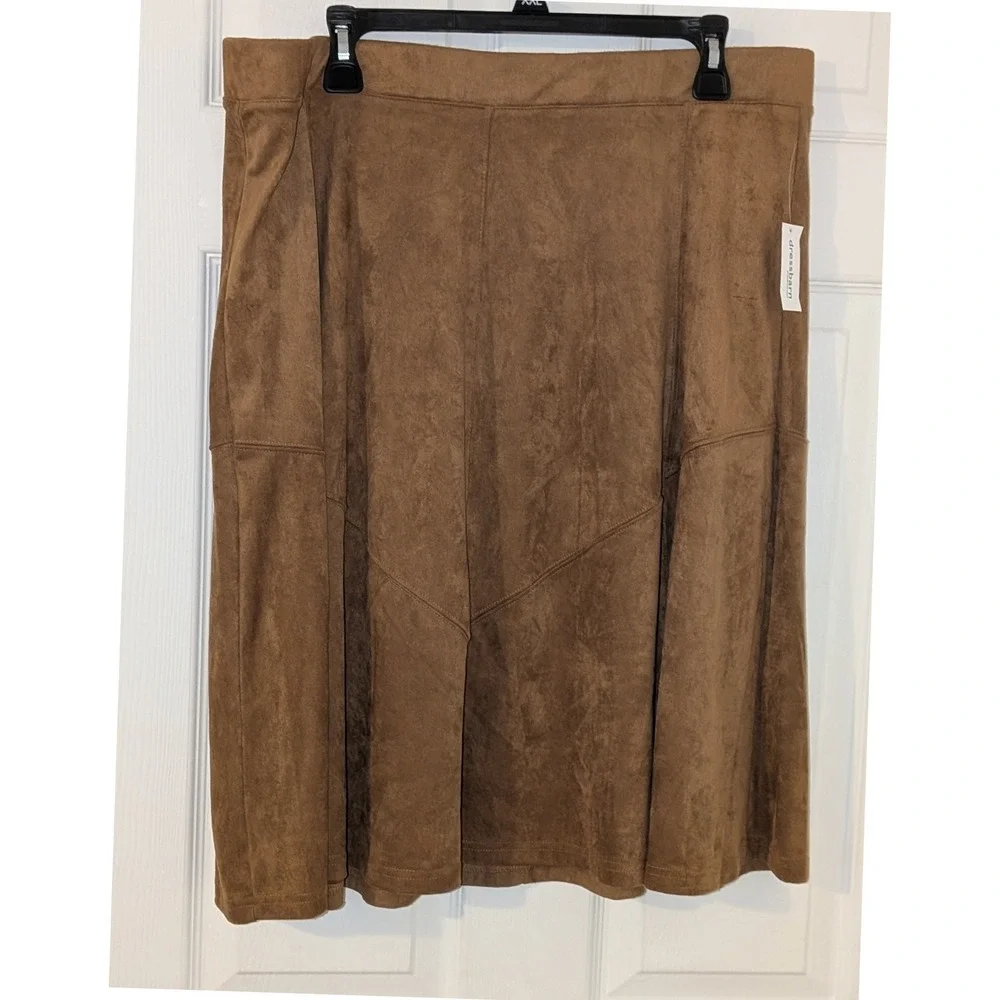 Westport 1962 Womens XL Brown‎ Faux Suede A-Line Skirt NWT Stretch $48